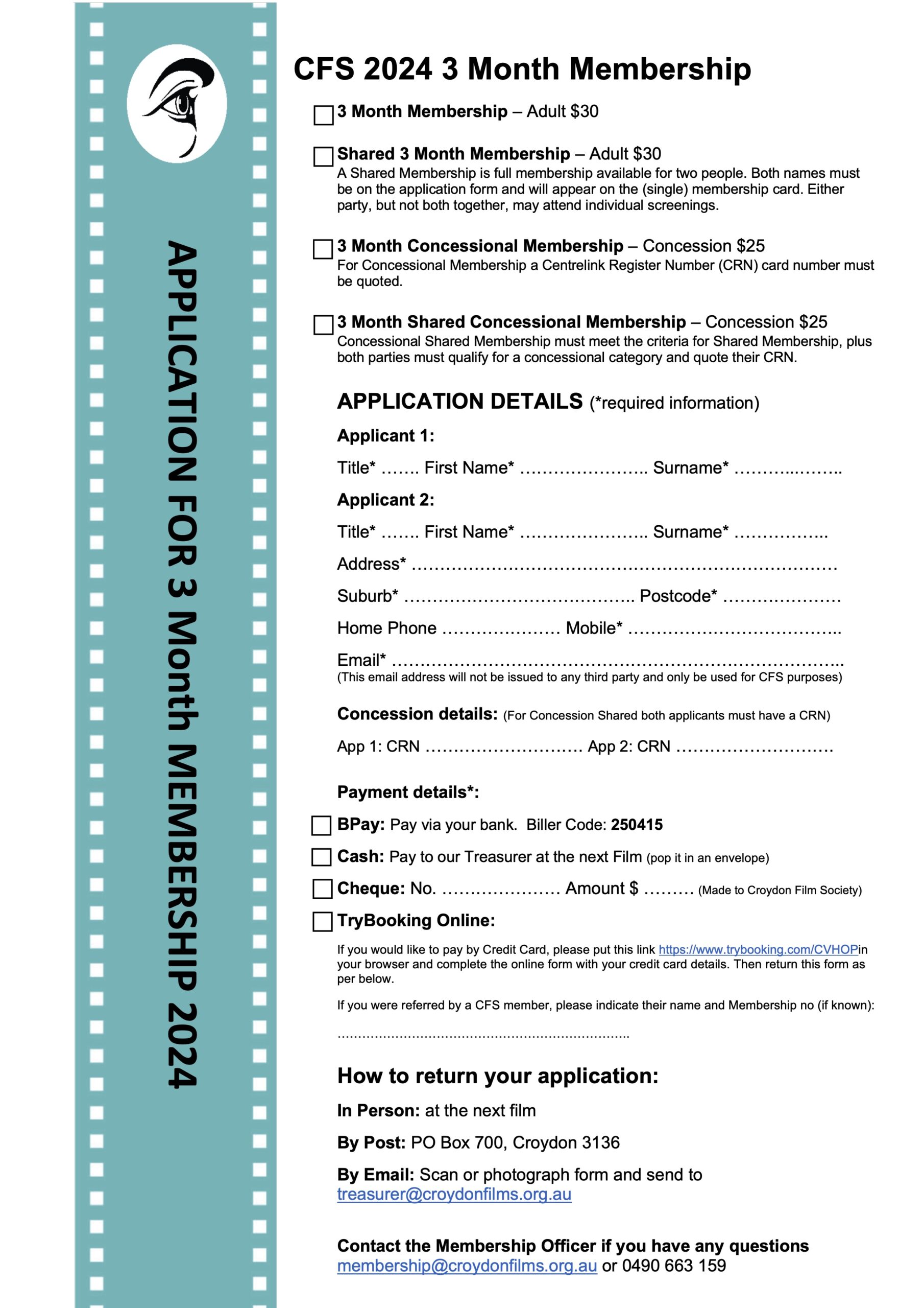 2024 6Mth Membership Form back