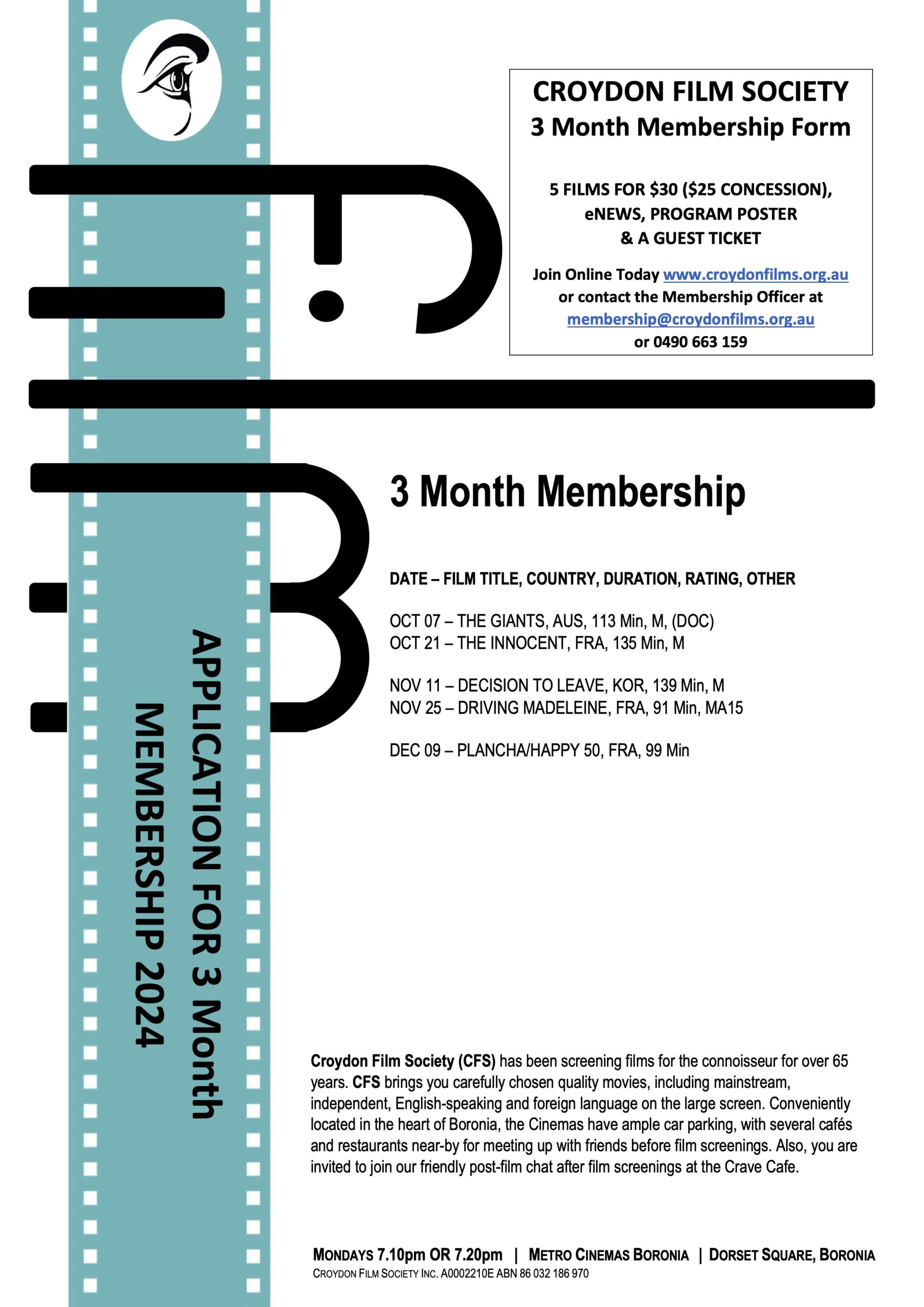 2024 6Mth Membership Form front